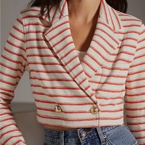 Maeve Red and White Striped Blazer